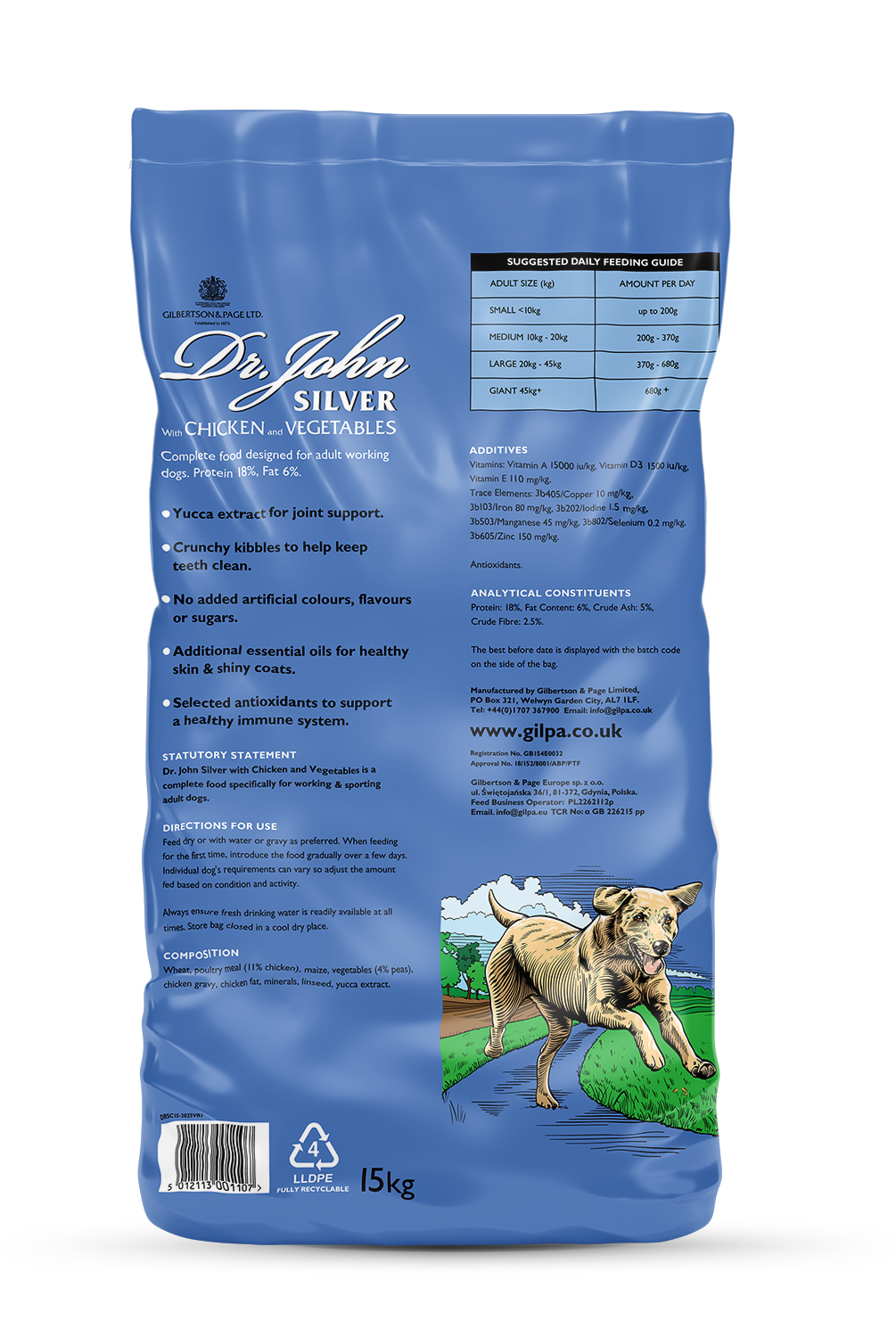 Dr John Silver With Chicken and Vegetables - back of pack
