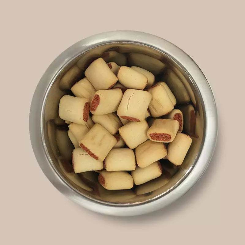 Pointer Bacon and Cheese Toasties dog biscuits bowl
