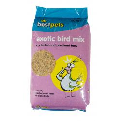 Bag of Bestpets Cockatiel and Parakeet Exotic Bird Mix seed, suitable as a staple food for kakarikis