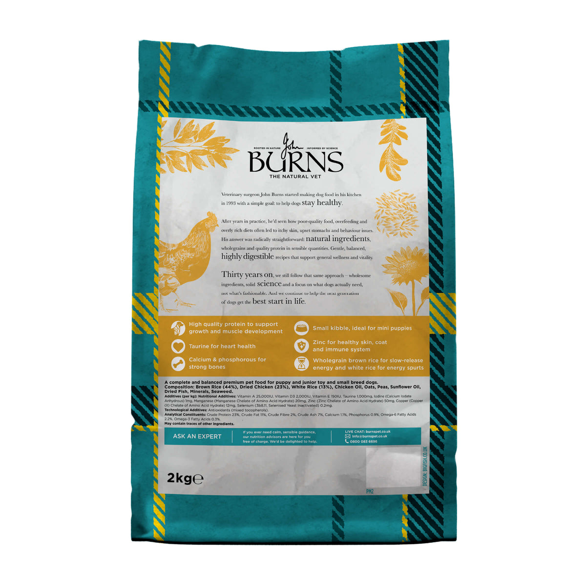 Burns Puppy Mini Chicken and Rice - back of pack