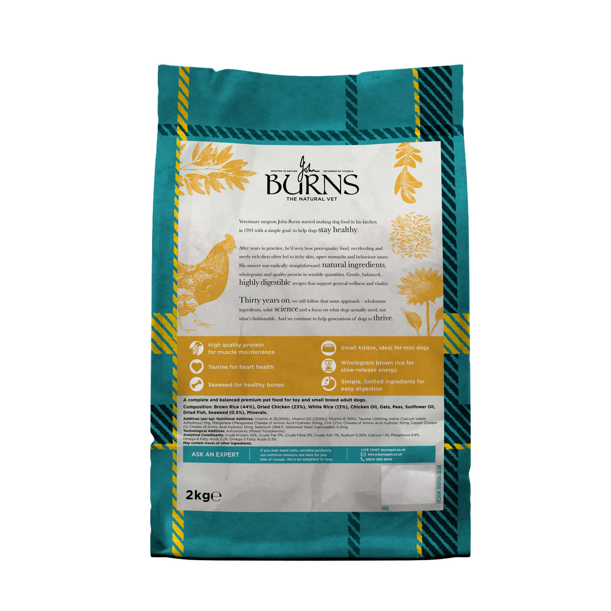 Burns Toy And Small Breed Original Chicken and Rice - back of pack