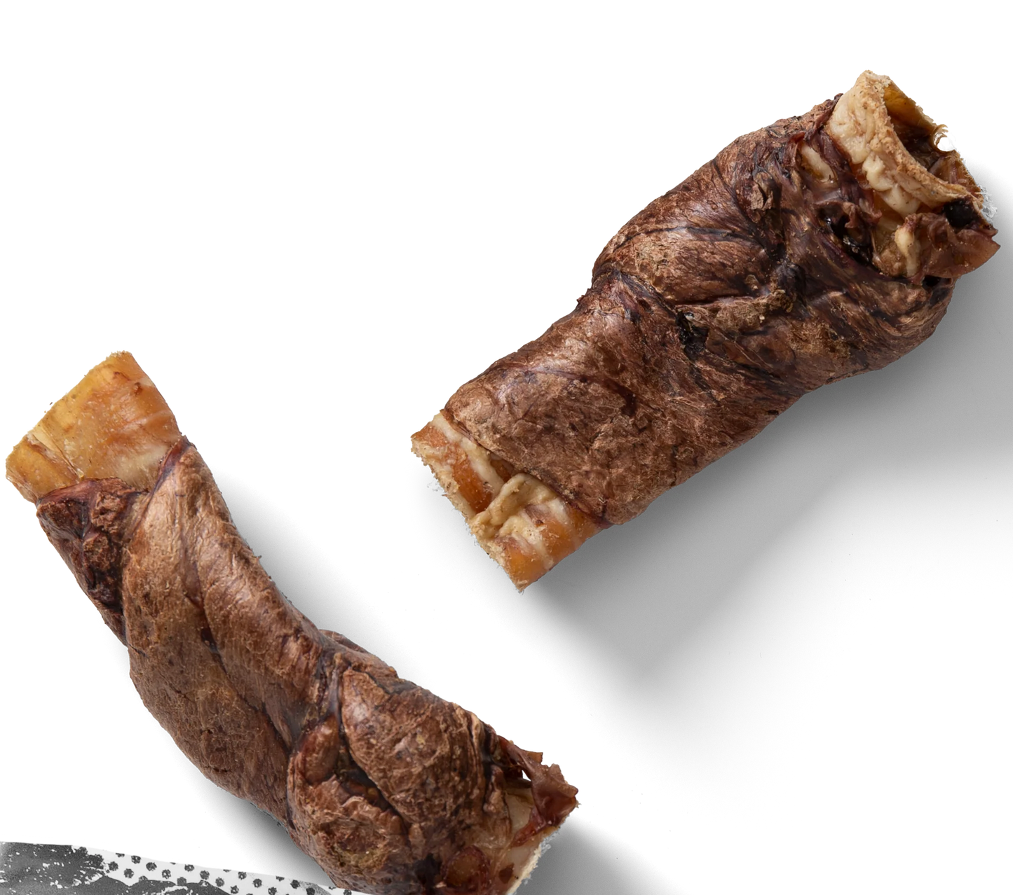 A pack of NAW! Buffalo Wraps showing air-dried buffalo trachea pieces wrapped in lung, a high-protein natural dog treat available at Fur & Feathers.