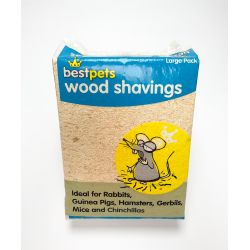 Large pack of Bestpets wood shavings with a cartoon mouse illustration, ideal for small animal bedding.
