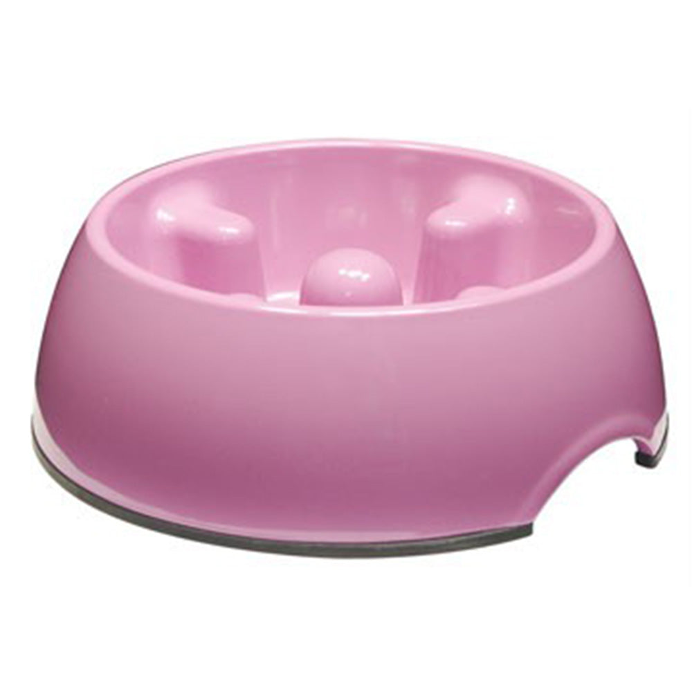 Pink Dogit Go-Slow anti-gulping dish with raised sections to slow eating