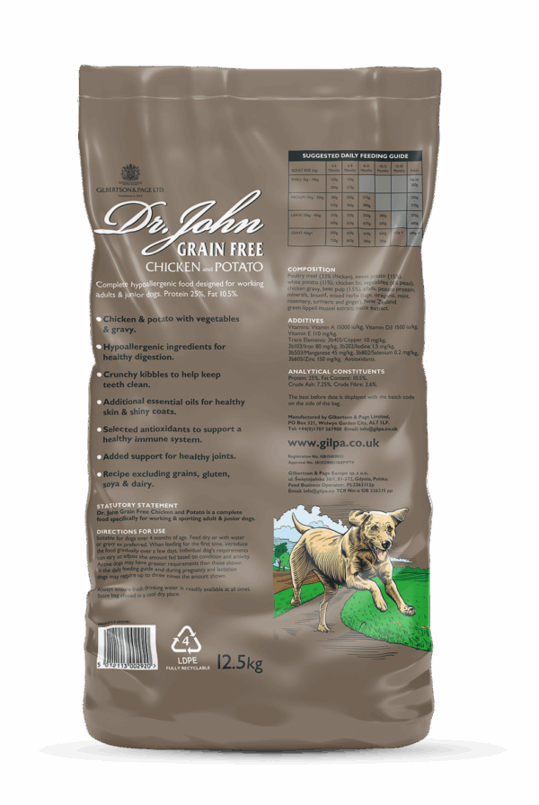 Dr John Grain Free Chicken and Potato - back of pack