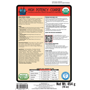 Harrison's Organic Bird Food High Potency Coarse - back of pack