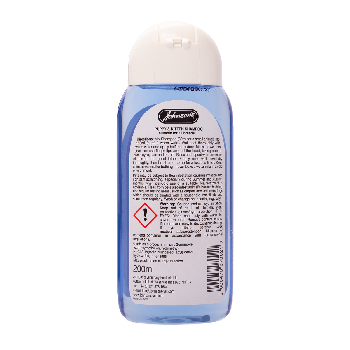 Johnson's Puppy And Kitten Shampoo - back of pack