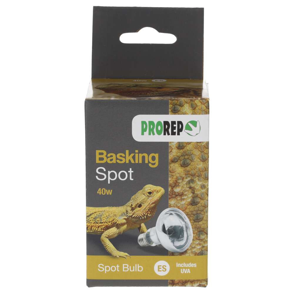 ProRep Basking Spot Lamp for reptiles in packaging, E27 screw fit, available at Fur & Feathers Grimsby.