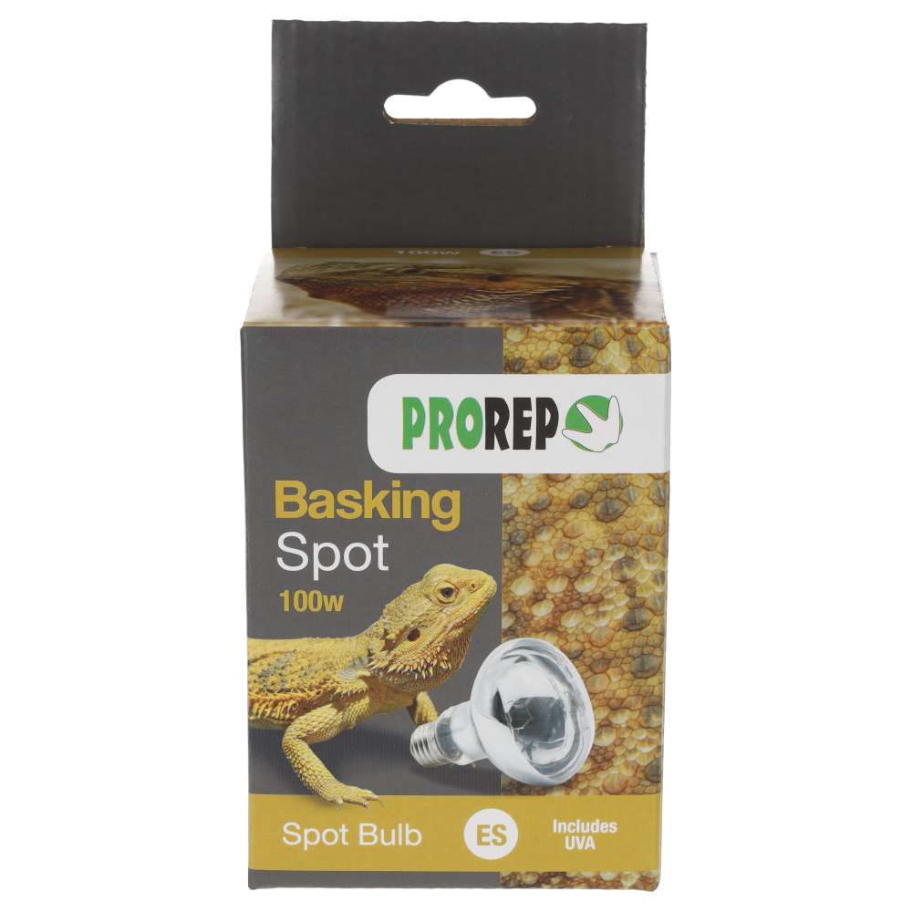ProRep Basking Spot Lamp for reptiles in packaging, E27 screw fit, available at Fur & Feathers Grimsby.
