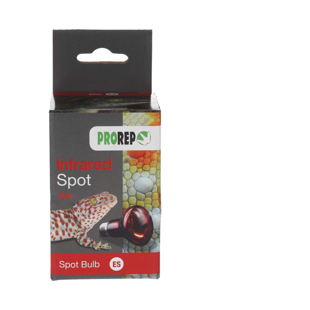 ProRep Infrared Heat Spot Lamp for reptiles, red glass bulb, E27 screw fit, available at Fur & Feathers Grimsby.
