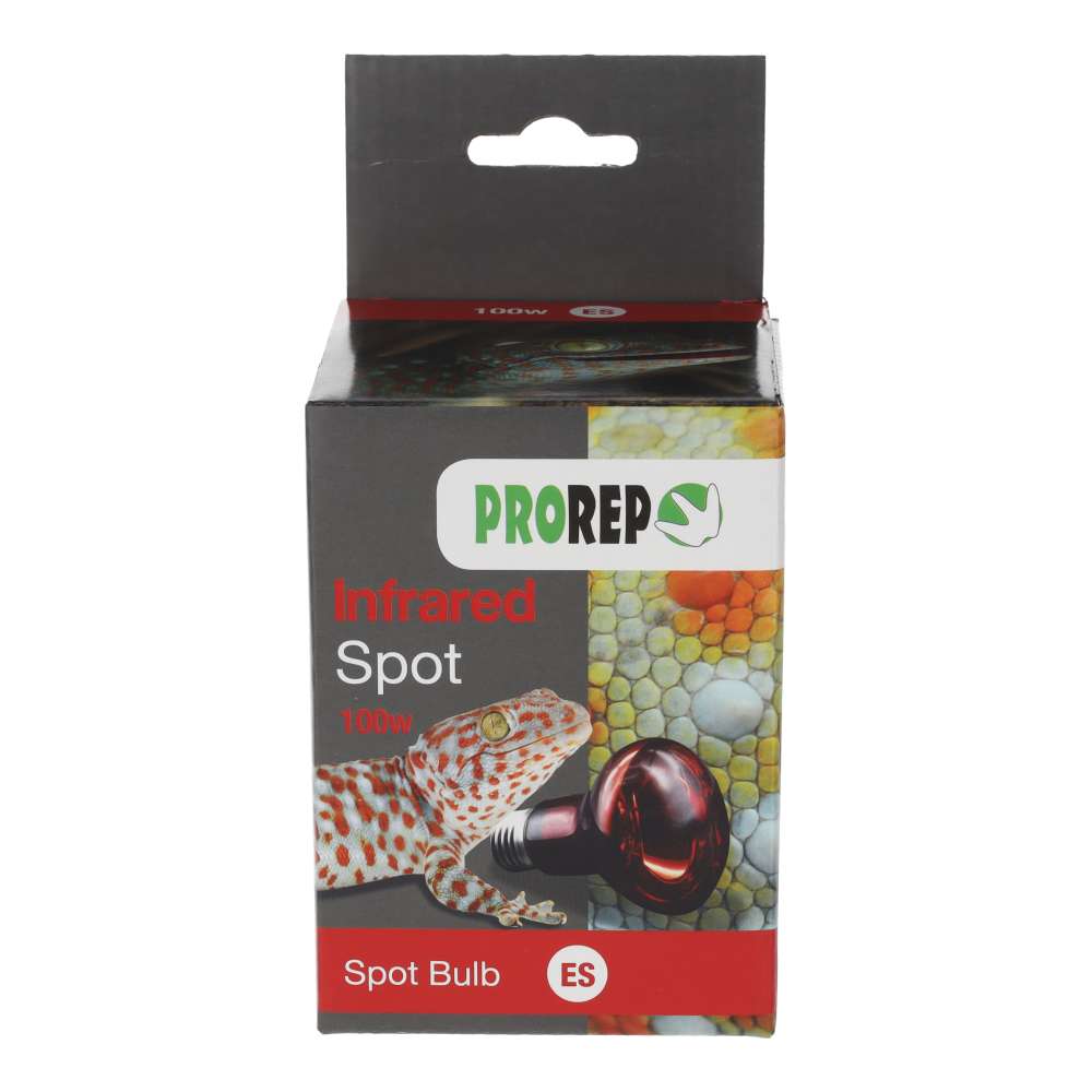 ProRep Infrared Heat Spot Lamp for reptiles, red glass bulb, E27 screw fit, available at Fur & Feathers Grimsby.