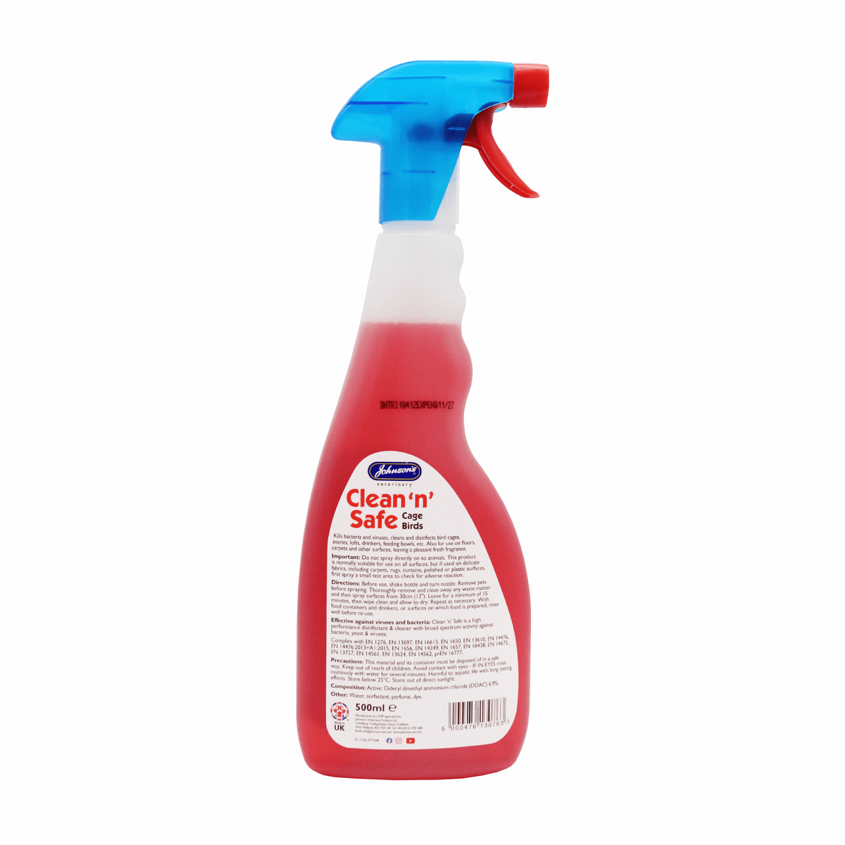 Johnson's Clean 'N' Safe Birds Disinfectant - back of pack