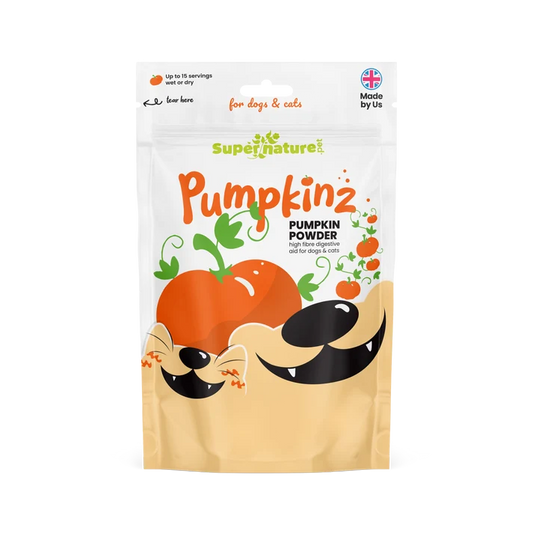 Supernature Pumpkinz pumpkin powder digestive supplement for dogs and cats, 100g resealable pouch