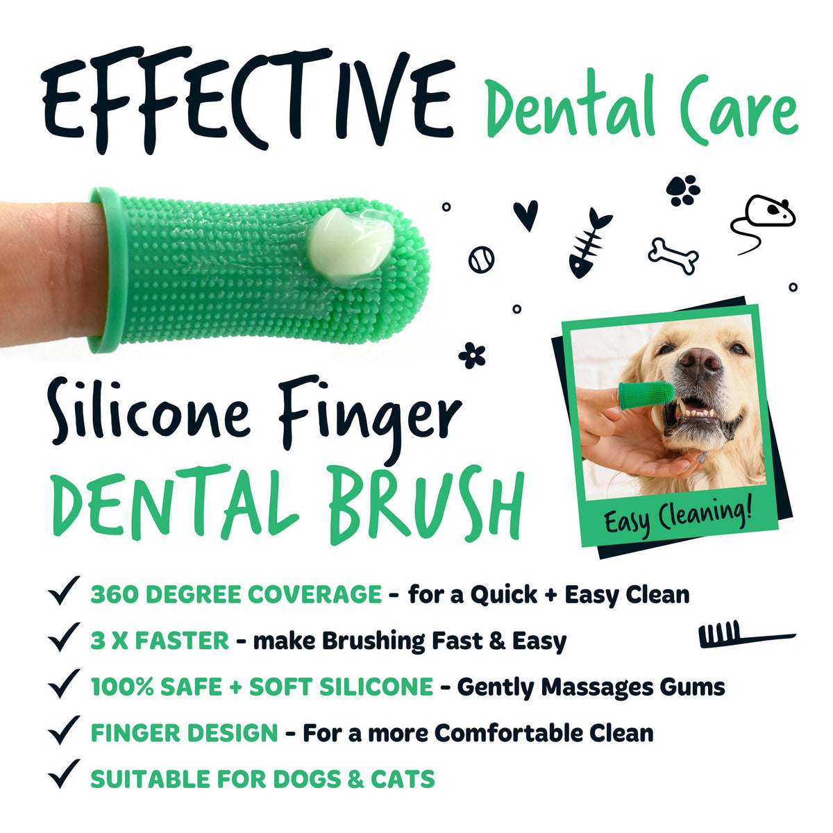 Bugalugs Silicone Finger Dental Brush - cleaning points
