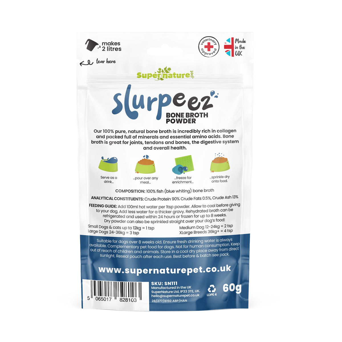 Supernature Slurpeez Fish Bone Broth Powder - back of pack