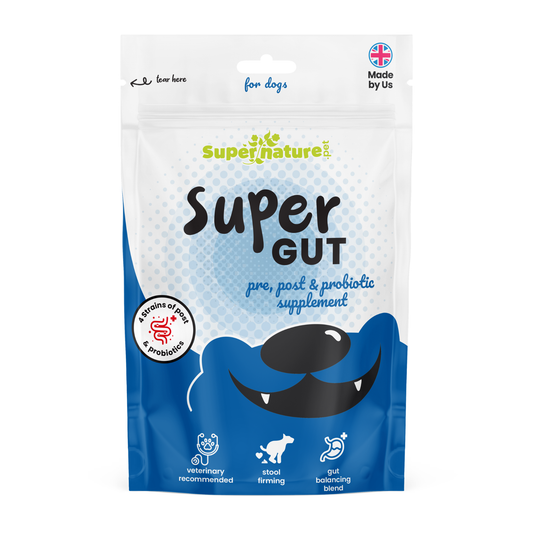 Supernature Super Gut Pre, Pro and Post Biotic Supplement for Dogs packaging