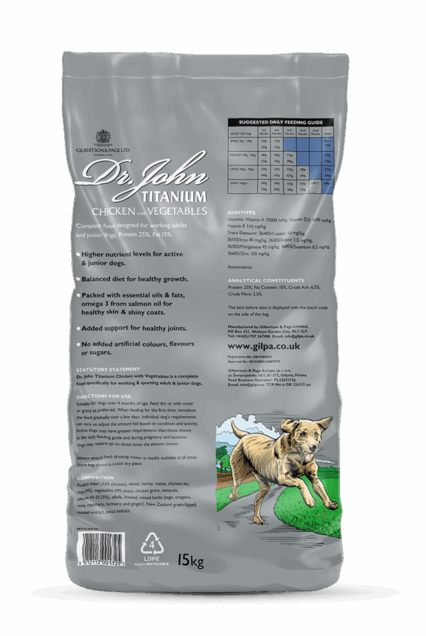 Dr John Titanium With Chicken and Vegetables - back of pack