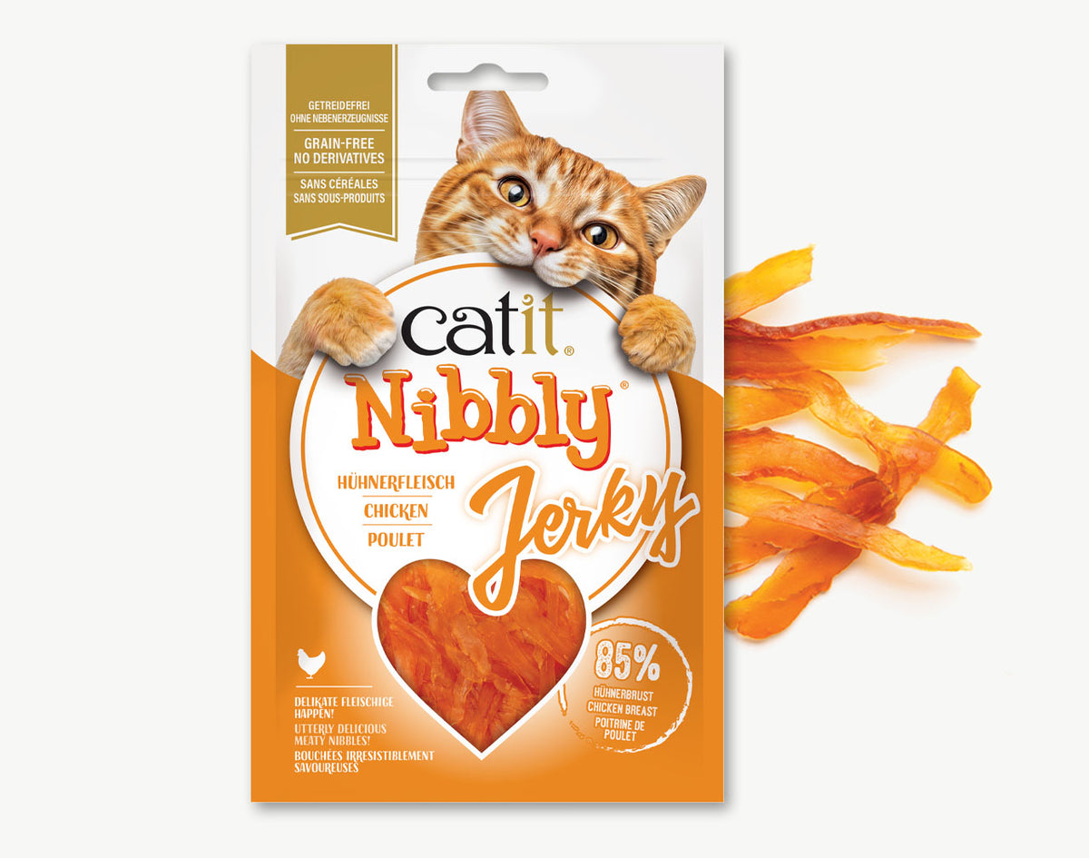 Catit Nibbly Chicken Jerky cat treats pack