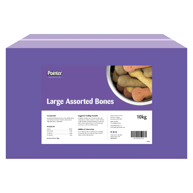 Pointer Assorted Large Bones dog biscuits box