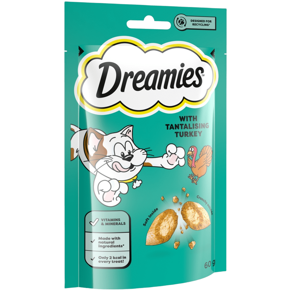 Dreamies Turkey cat treat biscuits pack